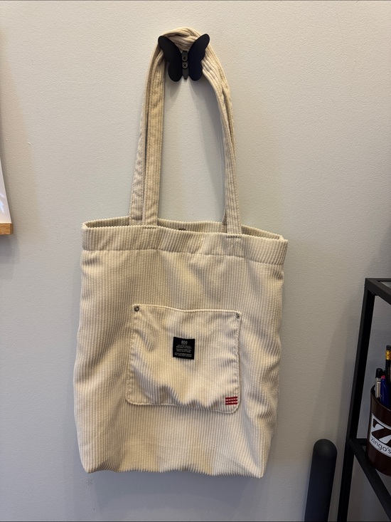 Urban Outfitters Handbags - Urban Outfitters Beige Corduroy Tote Bag with Front Pocket
